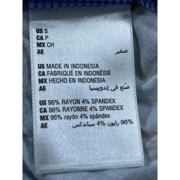 JM Collection Size Small Blue Floral Print Rayon Knit Top Short Sleeve Stretch - Picture 6 of 8